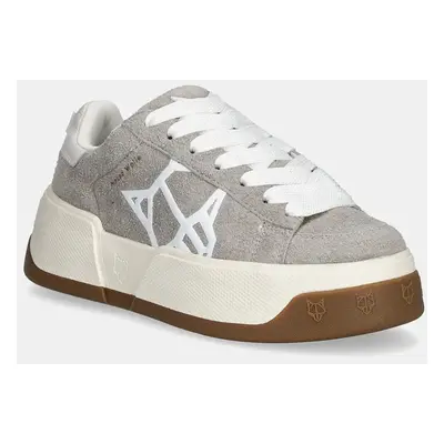 Semišové sneakers boty Naked Wolfe Sound šedá barva, Sound Light Grey Cow Suede