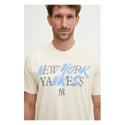 Bavlněné tričko 47 brand MLB New York Yankees béžová barva, s potiskem, BB017TEPUFF636101Y0