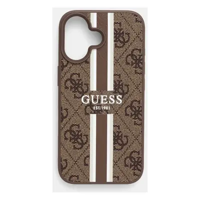 Obal na telefon Guess iPhone 16 6.1 hnědá barva, GUHMP16SP4RPSW