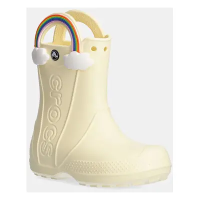 Dětské holínky Crocs HANDLE IT RAINBOW RAIN BOOT žlutá barva, 210026