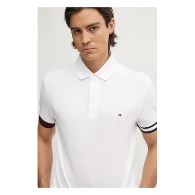 Polo tričko Tommy Hilfiger bílá barva, s aplikací, MW0MW33156