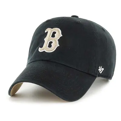 Bavlněná baseballová čepice 47 brand MLB Boston Red Sox černá barva, s aplikací, BCWS-DBLUN02GWS