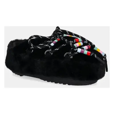 Pantofle Moon Boot MB MULE FAUX FUR BEADS černá barva, 80D1460250 N001