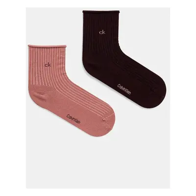 Ponožky Calvin Klein 2-pack dámské, vínová barva, 701229681