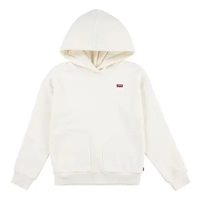 Dětská mikina Levi's BATWING CHEST HIT HOODIE bílá barva, s kapucí, hladká, 4EL078