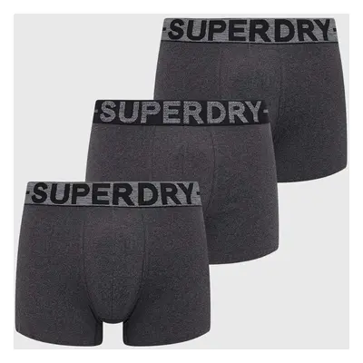 Boxerky Superdry 3-pack pánské, šedá barva