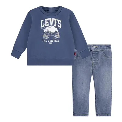 Kojenecká sada Levi's MOUNTAIN CREW & PANT SET modrá barva, 6EL312