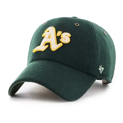 Vlněná kšiltovka 47 brand MLB Oakland Athletics zelená barva, s aplikací, B-PNTCU18WIS-DG