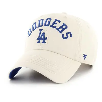 Bavlněná baseballová čepice 47 brand MLB Los Angeles Dodgers béžová barva, s aplikací, B-CLBFB12