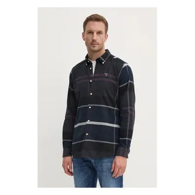 Bavlněná košile Barbour béžová barva, slim, s límečkem button-down