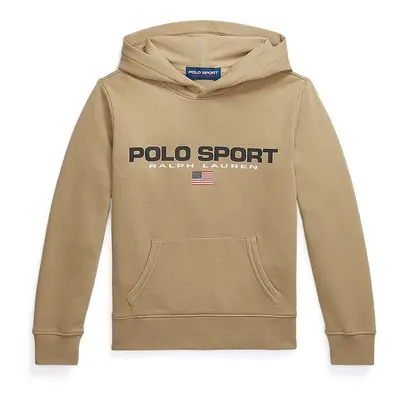 Dětská mikina Polo Ralph Lauren béžová barva, s kapucí, s potiskem, 323962111003