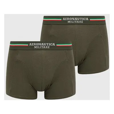 Boxerky Aeronautica Militare (2-pack) pánské, zelená barva, AM1UBX001