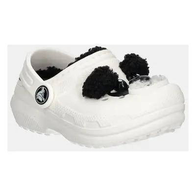 Dětské pantofle Crocs CLASSIC LINED IAM PANDA BEAR CLOG béžová barva, 210395