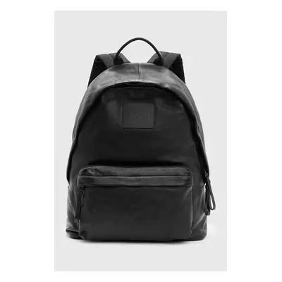 Kožený batoh AllSaints CARABINER BACKPACK pánský, černá barva, velký, hladký, M164XB