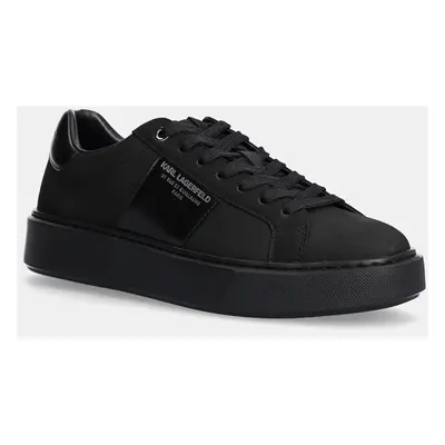 Kožené sneakers boty Karl Lagerfeld MAXI KUP RSG černá barva, KL52218