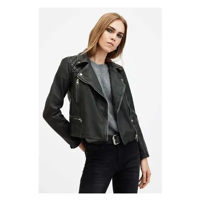 Kožená bunda AllSaints CARGO BIKER dámská, černá barva, přechodná, W085LB