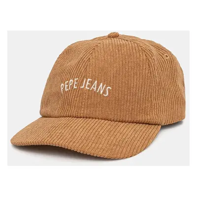 Kšiltovka Pepe Jeans WEEN CAP hnědá barva, s potiskem, PL040354