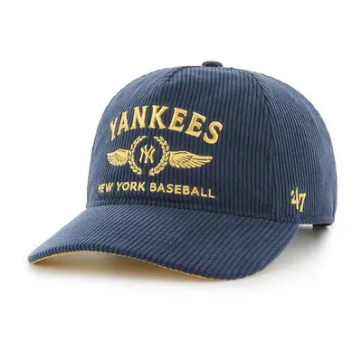 Manšestrová kšiltovka 47 brand MLB New York Yankees tmavomodrá barva, s aplikací, B-SKYLC17EWP-N