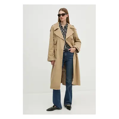 Trench kabát Pepe Jeans BIANCA dámský, béžová barva, přechodný, oversize, PL402446