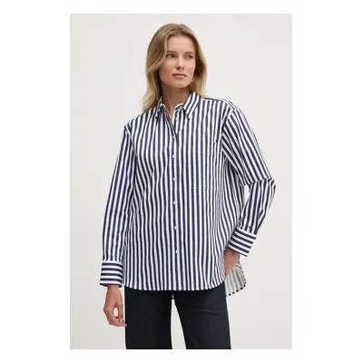 Košile Tommy Hilfiger dámská, tmavomodrá barva, regular, s klasickým límcem, WW0WW43044