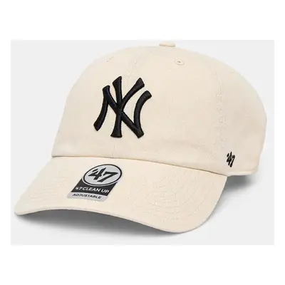 Bavlněná baseballová čepice 47 brand MLB New York Yankees béžová barva, s aplikací, B-RGW17GWS-N