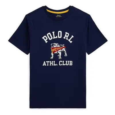 Dětské bavlněné tričko Polo Ralph Lauren tmavomodrá barva, s potiskem, 323952454001