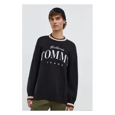 Bavlněný svetr Tommy Jeans černá barva, lehký, DM0DM18365