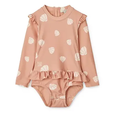 Jednodílné plavky pro miminko Liewood Sille Baby Printed Swimsuit růžová barva