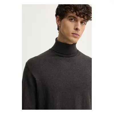 Svetr z vlněné směsi Pepe Jeans NEW ANDRE TURTLE NECK pánský, šedá barva, lehký, s golfem, PM702