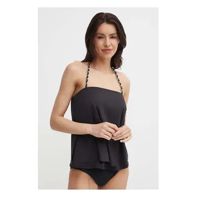 Plážový top MICHAEL Michael Kors HALTER TANKINI černá barva, MM7M167