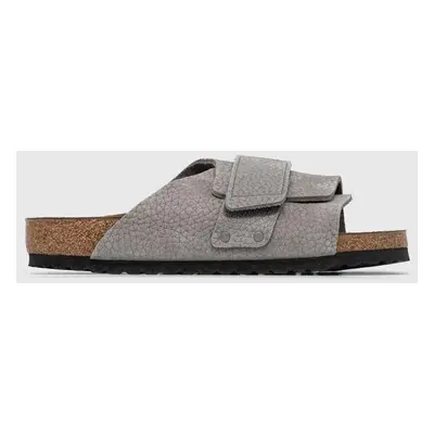 Semišové pantofle Birkenstock KYOTO pánské, šedá barva, 1024502