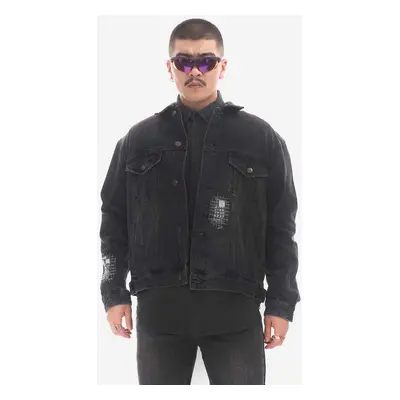 Džínová bunda KSUBI Cropped pánská, černá barva, přechodná, oversize, MPS23JK002-black