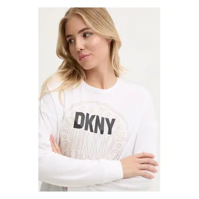 Pyžamové tričko s dlouhým rukávem Dkny bílá barva, YI20021