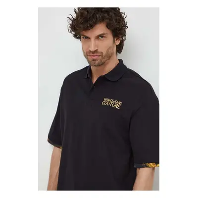 Bavlněné polo tričko Versace Jeans Couture černá barva, 76GAG625 J0003