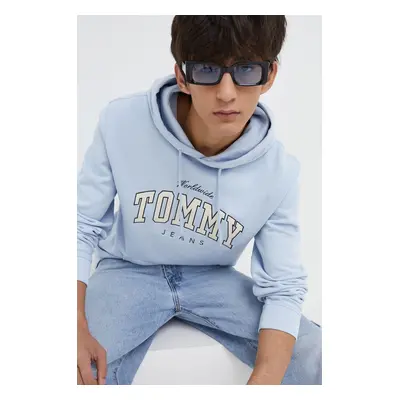 Bavlněná mikina Tommy Jeans pánská, s kapucí, s aplikací, DM0DM18401