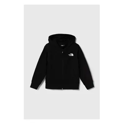 Dětská bavlněná mikina The North Face FZ OVERSIZE LIGHT HOODIE černá barva, s kapucí, s potiskem