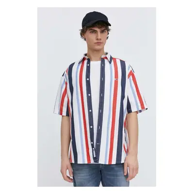 Bavlněná košile Tommy Jeans bílá barva, relaxed, s klasickým límcem, DM0DM18966