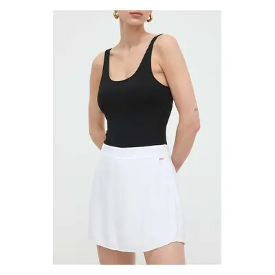 Kalhotová sukně Armani Exchange bílá barva, high waist, 3DYS66 YN9RZ