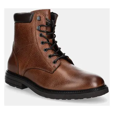 Kožené boty Tommy Hilfiger HILFIGER OUTDOOR WARM LTH BOOT pánské, hnědá barva, FM0FM05192