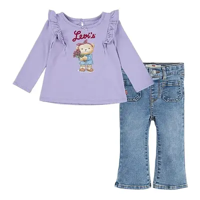 Kojenecká sada Levi's TEE & FLARE JEAN SET fialová barva, 1EK966