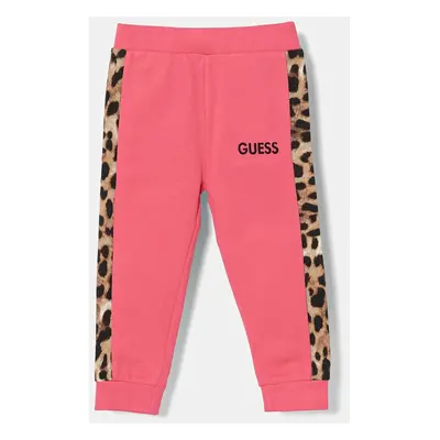 Dětské bavlněné tepláky Guess růžová barva, K4BQ12 KAX73