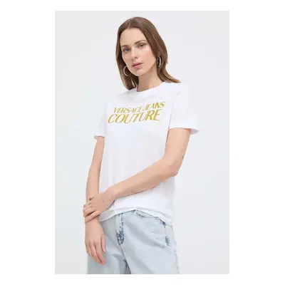 Bavlněné tričko Versace Jeans Couture bílá barva, 76HAHG03 CJ00G