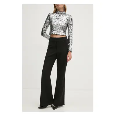 Kalhoty Dkny dámské, černá barva, zvony, high waist, P2RKAO19