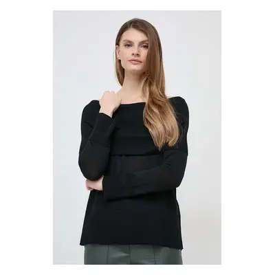 Vlněný svetr Max Mara Leisure dámský, černá barva, lehký, 2416361037600