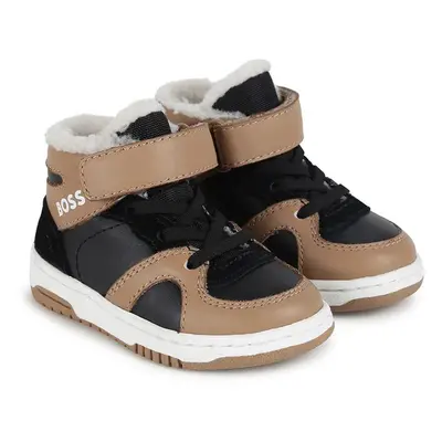 Dětské kožené sneakers boty BOSS béžová barva, J51345