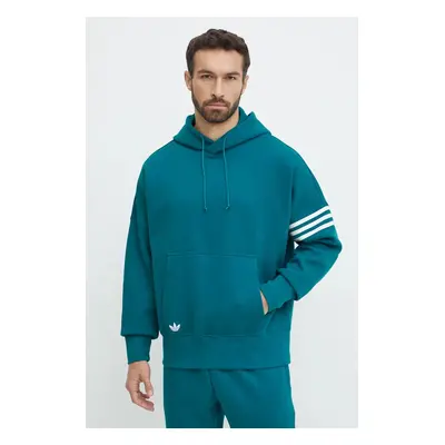 Mikina adidas Originals Neuclassics C Hoodie pánská, zelená barva, s kapucí, s aplikací, JF9140