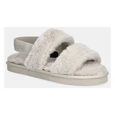 Pantofle Calvin Klein Jeans HOME VELCRO IN FUR béžová barva, YW0YW01595