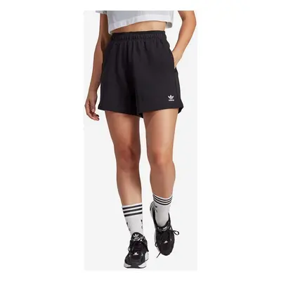 Kraťasy adidas Originals dámské, černá barva, hladké, high waist, IC1506-black