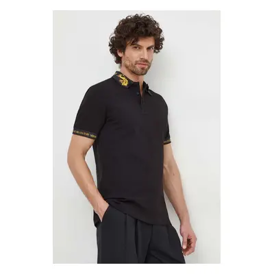 Bavlněné polo tričko Versace Jeans Couture černá barva, s potiskem, 76GAGT00 CJ01T