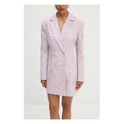 Šaty Rotate Jacquard Blazer růžová barva, mini, 1127681433